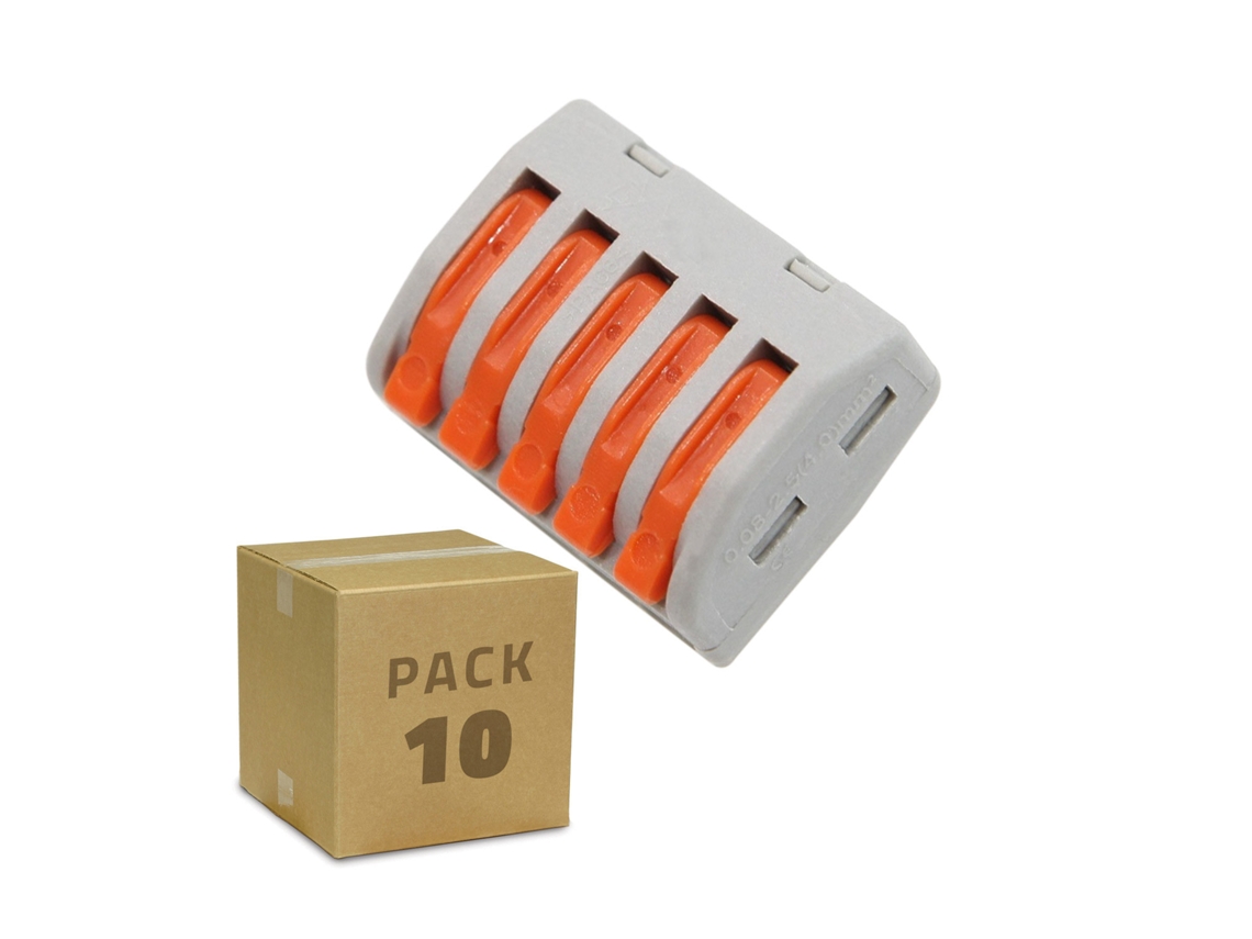Pack 10 Conectores Rápidos 5 Entradas Pct-215 para Cabo Elétrico de 0.08-4Mm² LEDKIA .