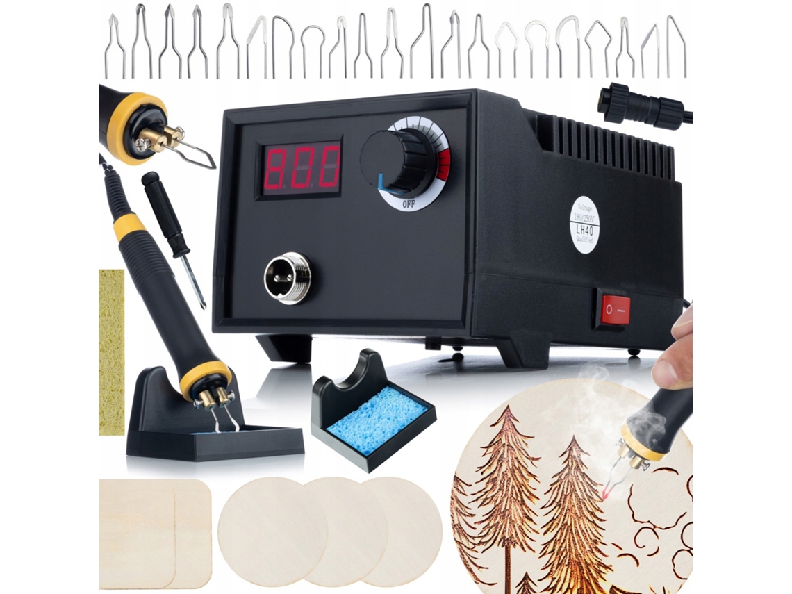 Estação De Pirografia 60w Preto Fenix Rbb60w – Display Digital | 20 Pontas | Madeira, Couro, Córtica