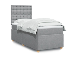Vidaxl Cama Com Molas/colchão 80x200 Cm Tecido Cinza-claro