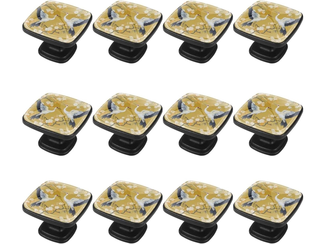 Puxadores Quadrados Para Gavetas De Cômoda, Puxadores Para Armários De Cozinha, 12 Peças, Pássaro E Garça Florida