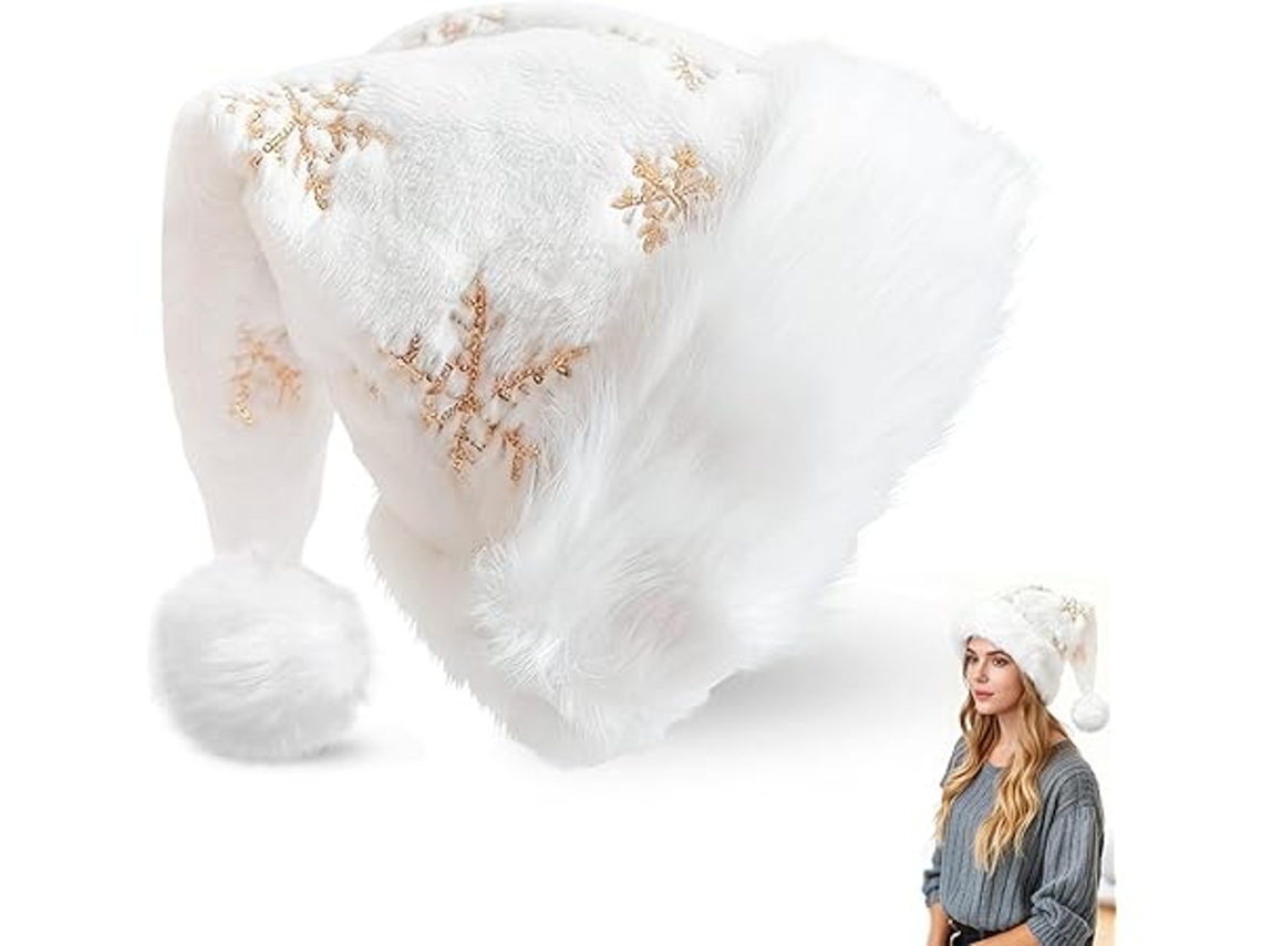Chapéu de Natal, com Flocos de Neve Dourados, para Crianças, Adequado para Adultos e Famílias, Ergonômico, Uso Diário STELASPLEN