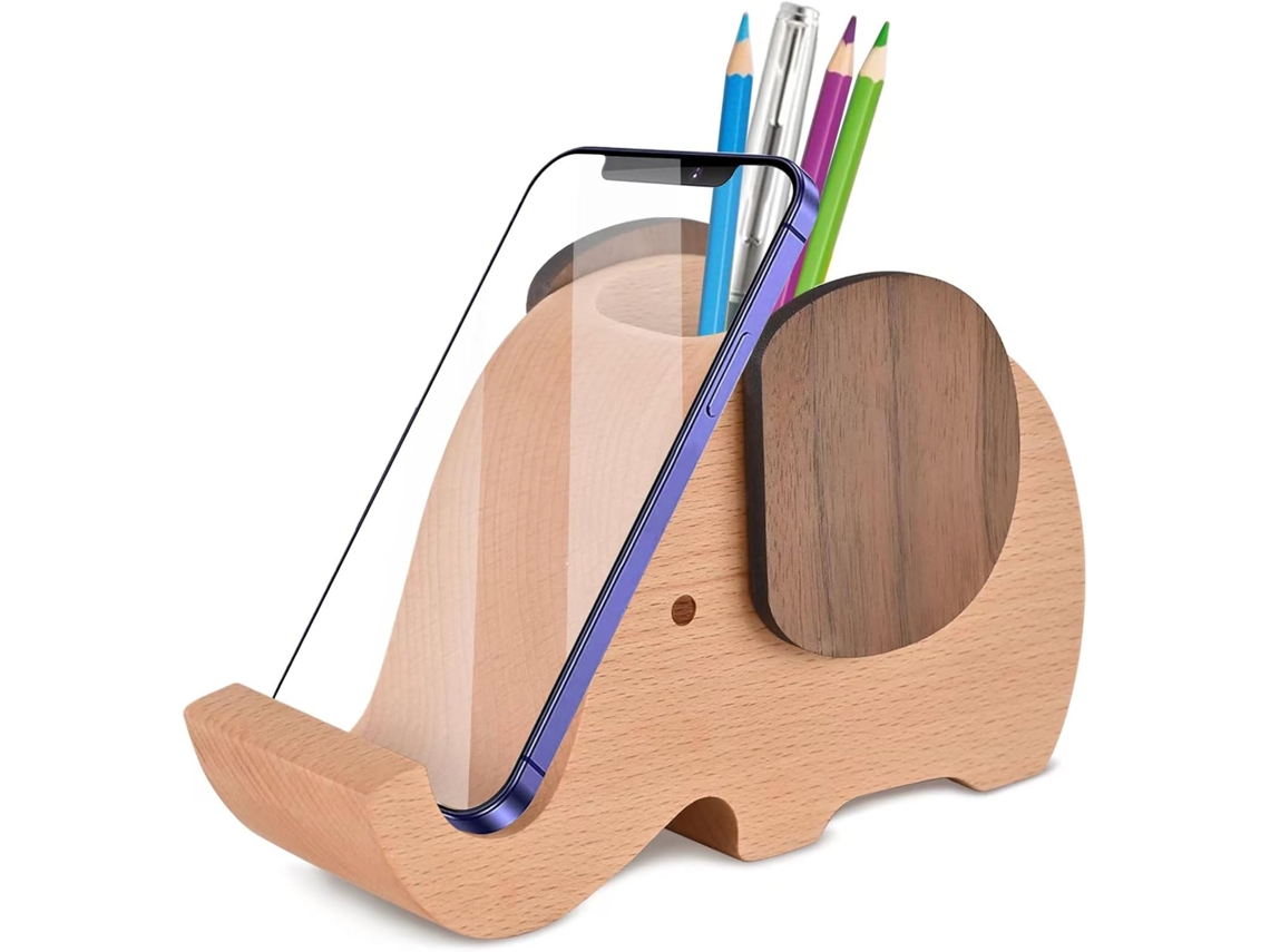 Suporte De Madeira Em Formato De Elefante, Suporte Para Celular, Decoração De Mesa Multifuncional