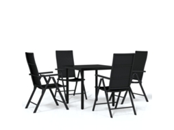 Garden Dining Set, Garden Dining Sets Vidaxl Preto Aço (mesa Com 80 Cm De Comprimento)