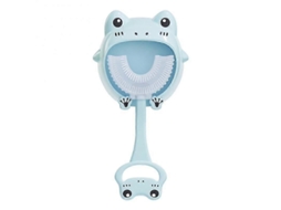 Escova de Dentes Infantil em Formato U com Suporte Parede, Cerdas Silicone Macio Qualidade Alimentar, Esco Va Fofa Forma GOKOCO