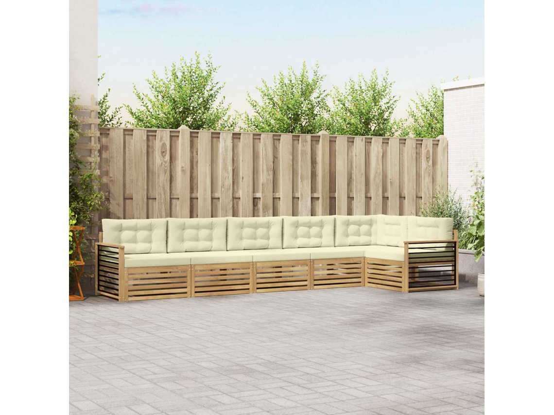Vidaxl Conjunto De Sofás Para Exterior 6 Unid. Branco E Creme