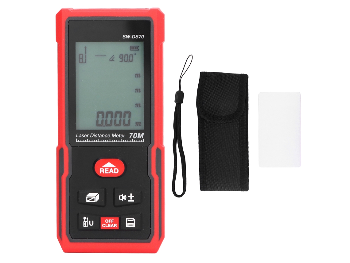 Medidor a laser infravermelho multifuncional SWDS70: distância, área e volume.