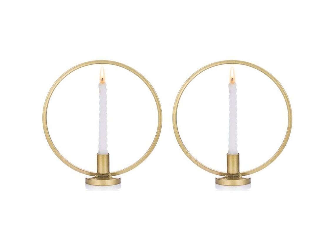 Suporte De Velas Escandinavo De Ferro Forjado Estilo Geométrico Tapered Pequeno 2 Peças