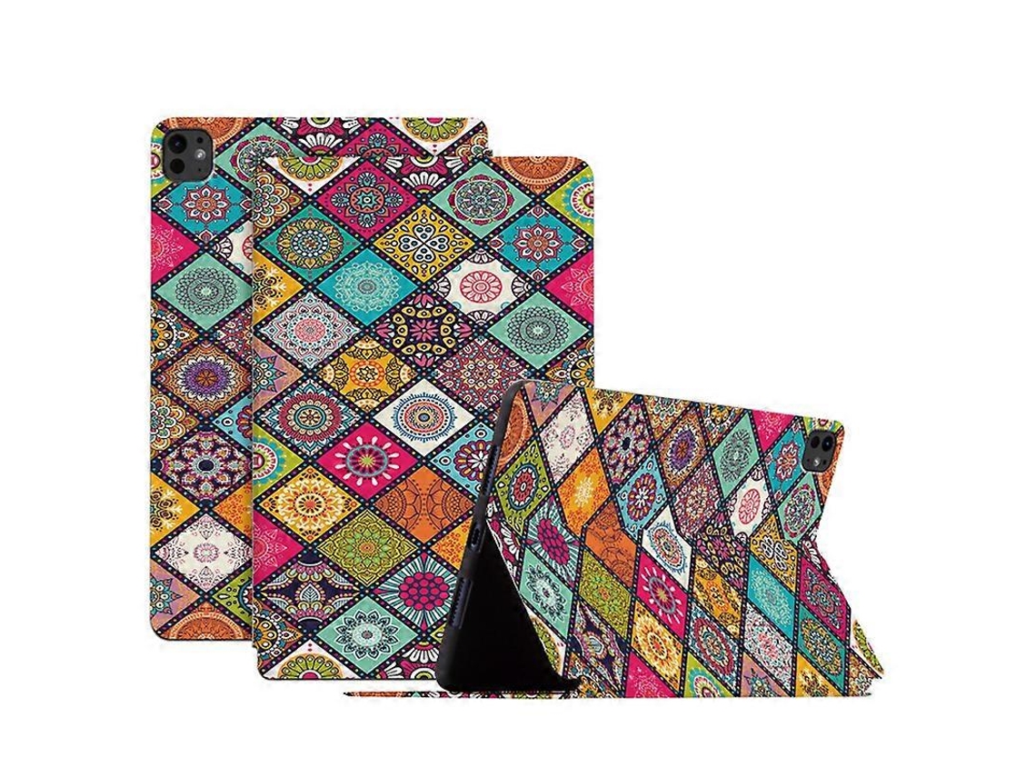 Capa de couro estampada Hengrongshen para iPad Pro 11 com função de suspensão/ativação automática (2024)