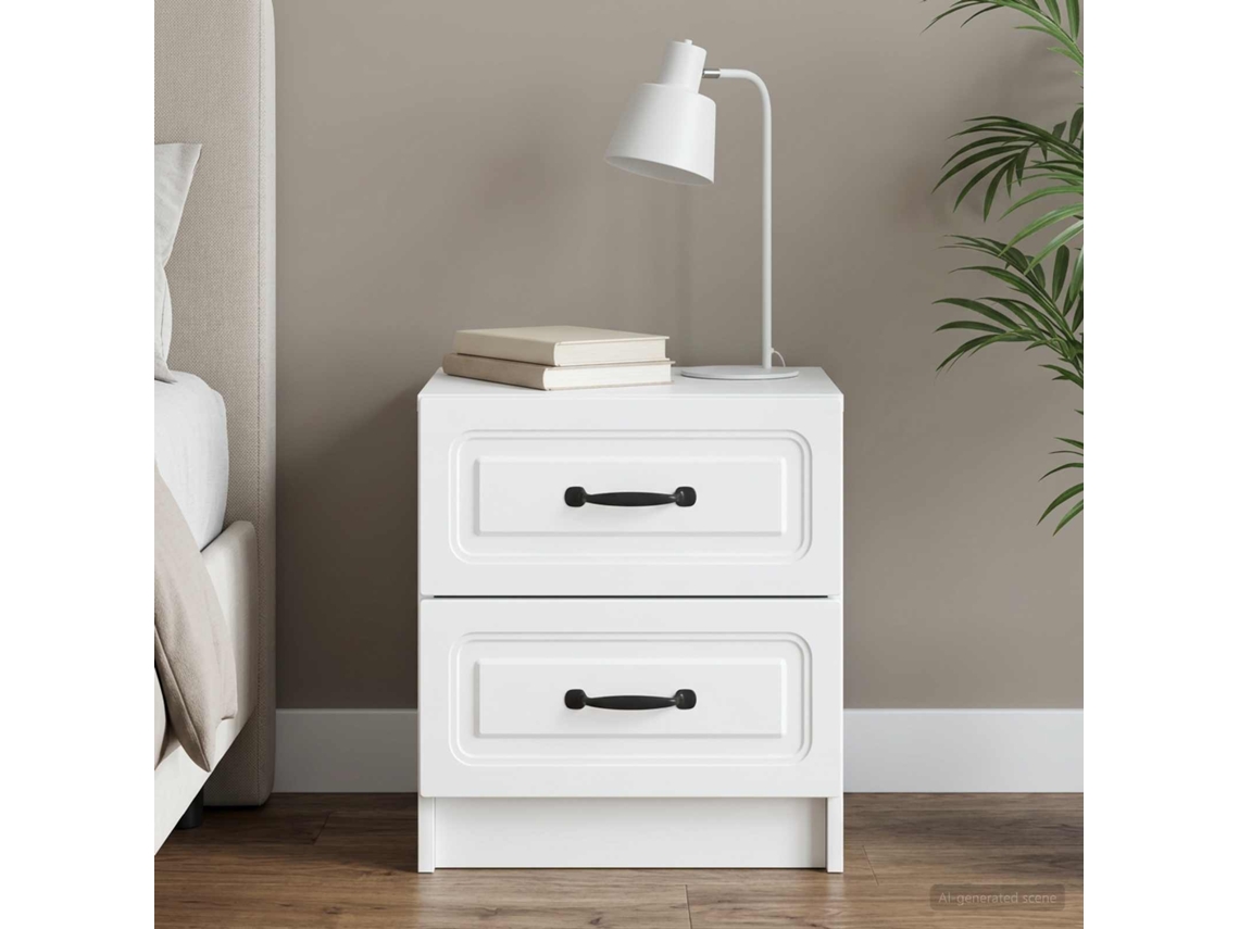 Vidaxl Armário De Cabeceira Com Gaveta Branco 43 X 34,5 X 44,5 Cm