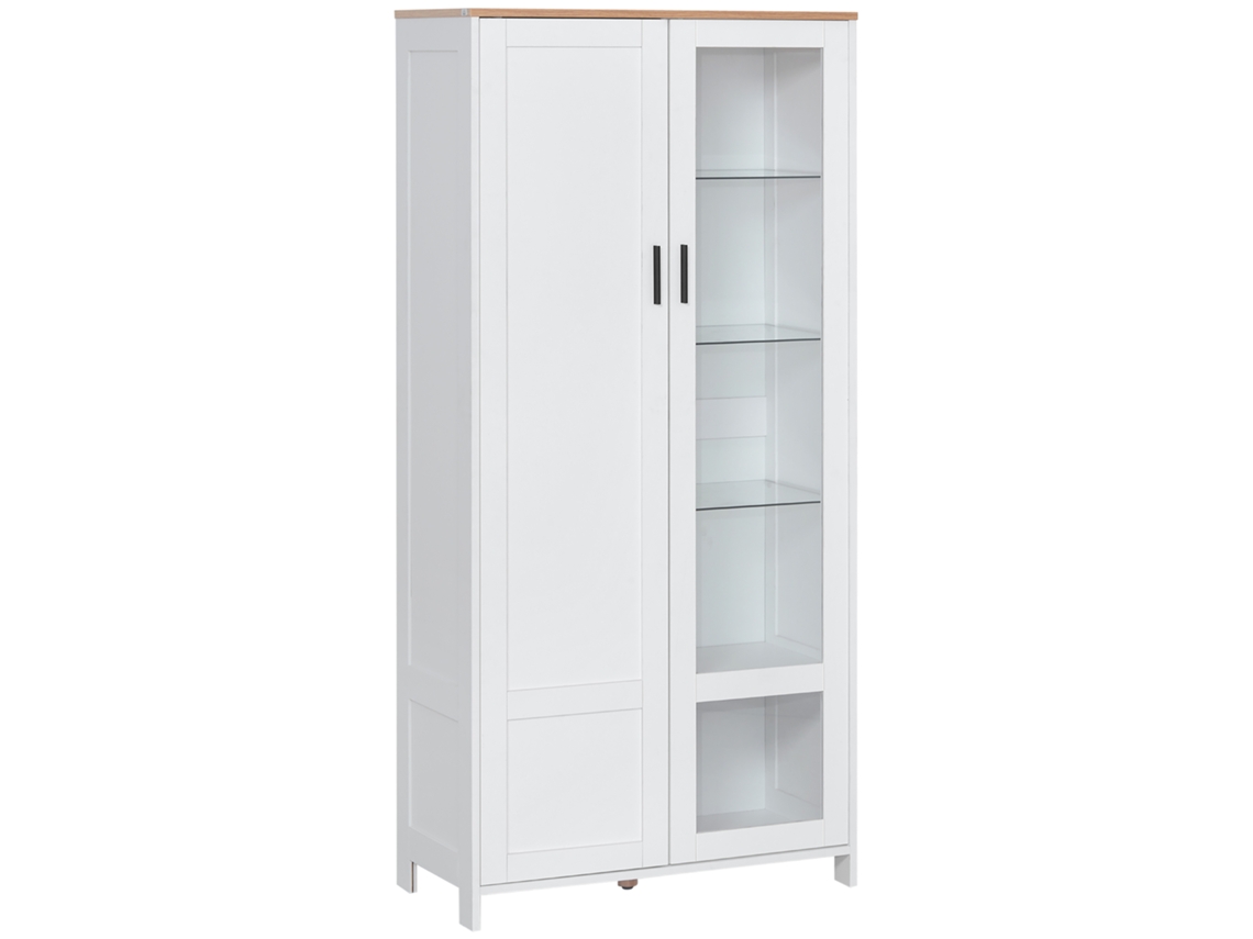 Vitrine CHEZMOI com 7 prateleiras, incluindo 3 de vidro, 76x36x160cm, branco