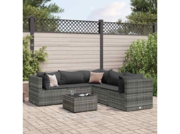 6 Pcs Conjunto Lounge De Jardim C/ Almofadões Vime Pe Cinza Dkd Home Decor
