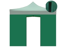 Toldo Lateral Impermeável Verde De 3x2m Com Porta De Enrolar Para Gazebo Dobrável De 3x3m