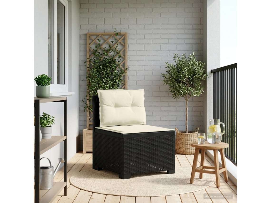 Vidaxl Sofá De Jardim 1 Lugar Com Almofadas Look Rattan Pp Antracite