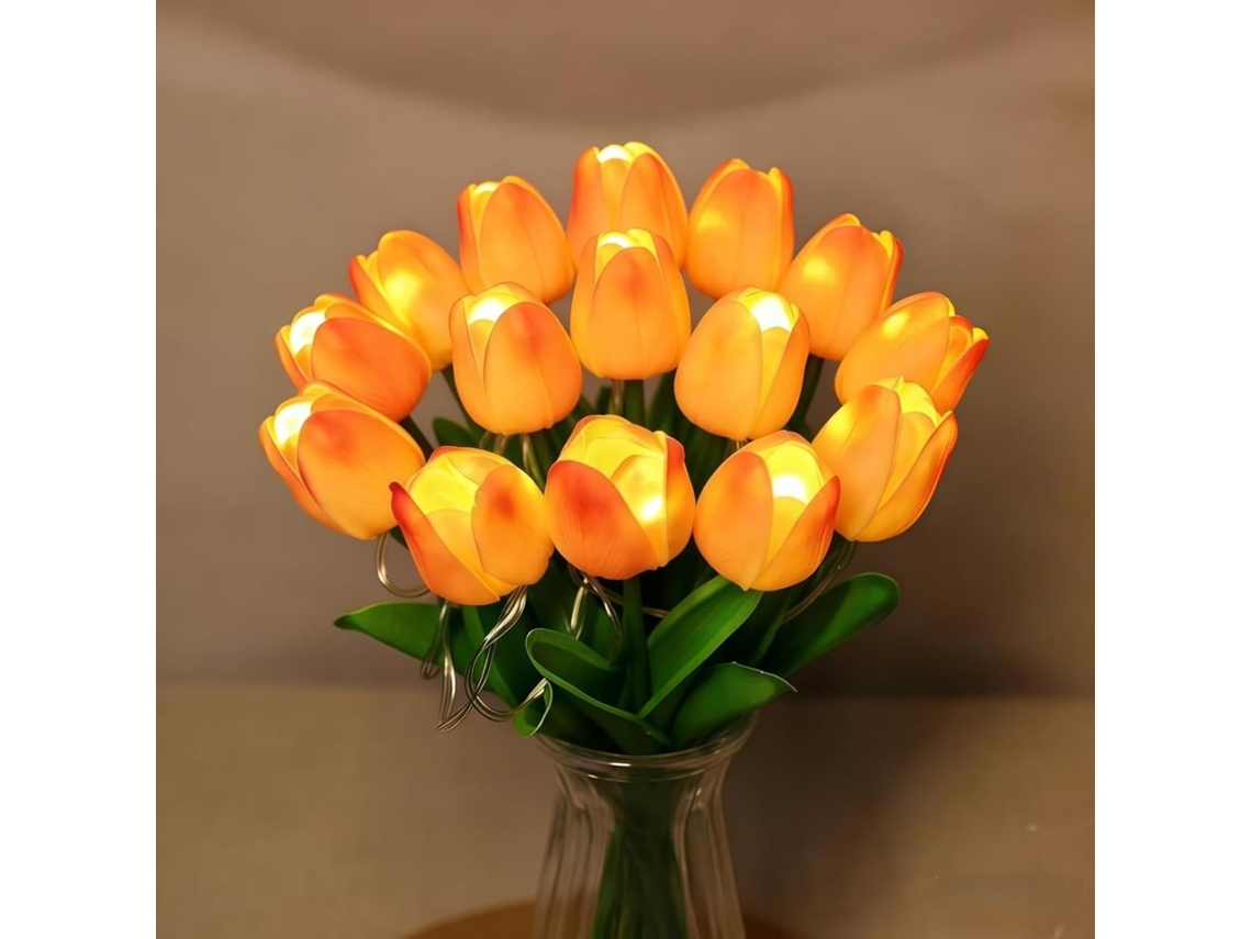 Conjunto De 15 Tulipas Led Com Fitas, Brilhantes, Perfeitas Para