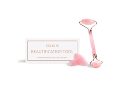 Kit Massagem Rolo Quartzo Rosa Facial