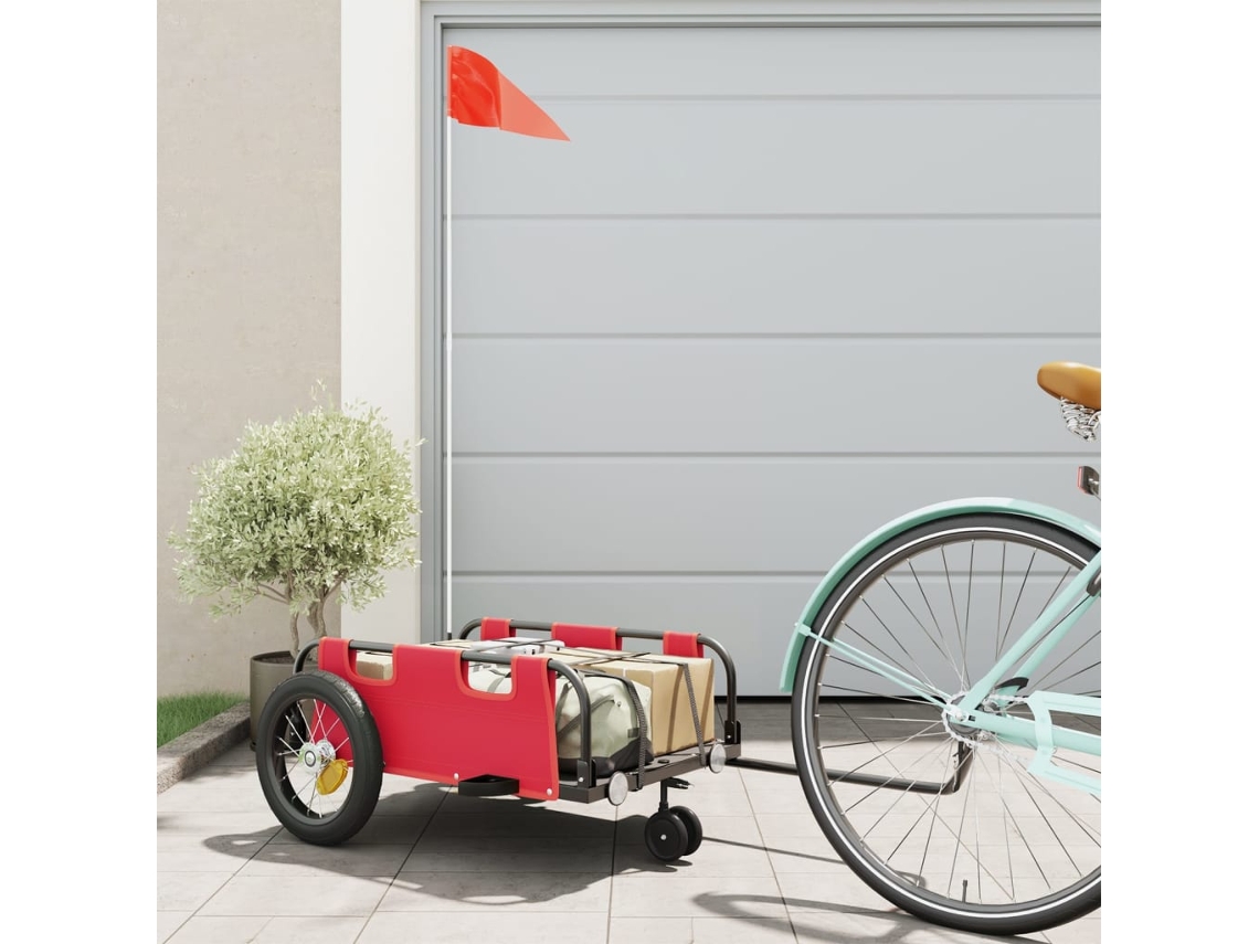 Vidaxl Reboque De Bicicleta Tecido Oxford/ferro Vermelho