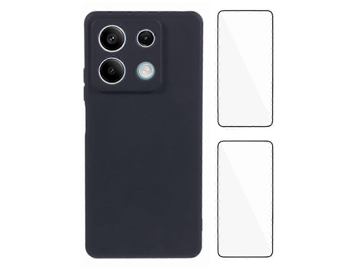 Capa Wanlonfeng Série Rb3 Para Xiaomi Redmi Note 13 Pro 5g / Poco X6 5g Com 2 Películas De Tela, Capa Traseira De Tpu Macio Preta