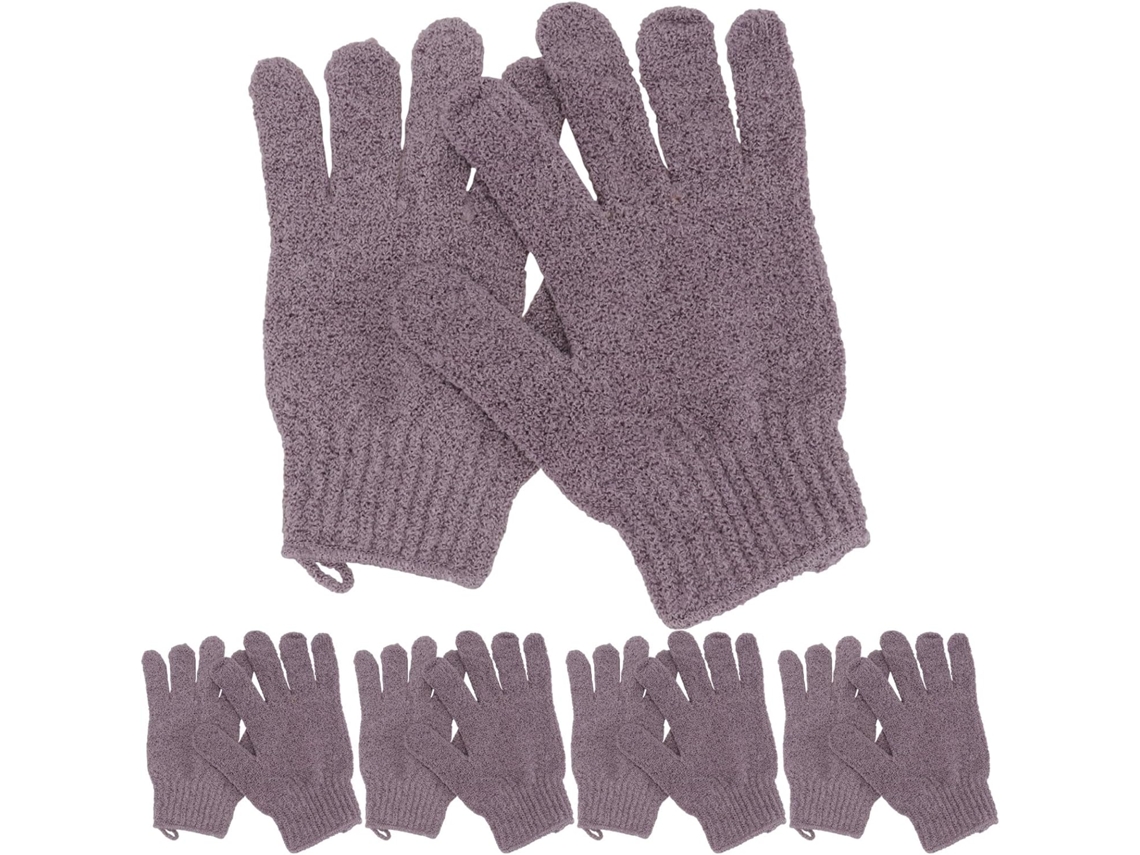 Conjunto de 5 pares de esponjas esfoliantes para banho: cinco esponjas de dedo para o corpo e para a pele.