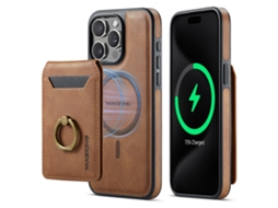 Capa Removível Magnética Para Iphone 16 Pro Max ,para Magsafe, Rfid, Pele Porta Cartões Castanho Hexinyigjly