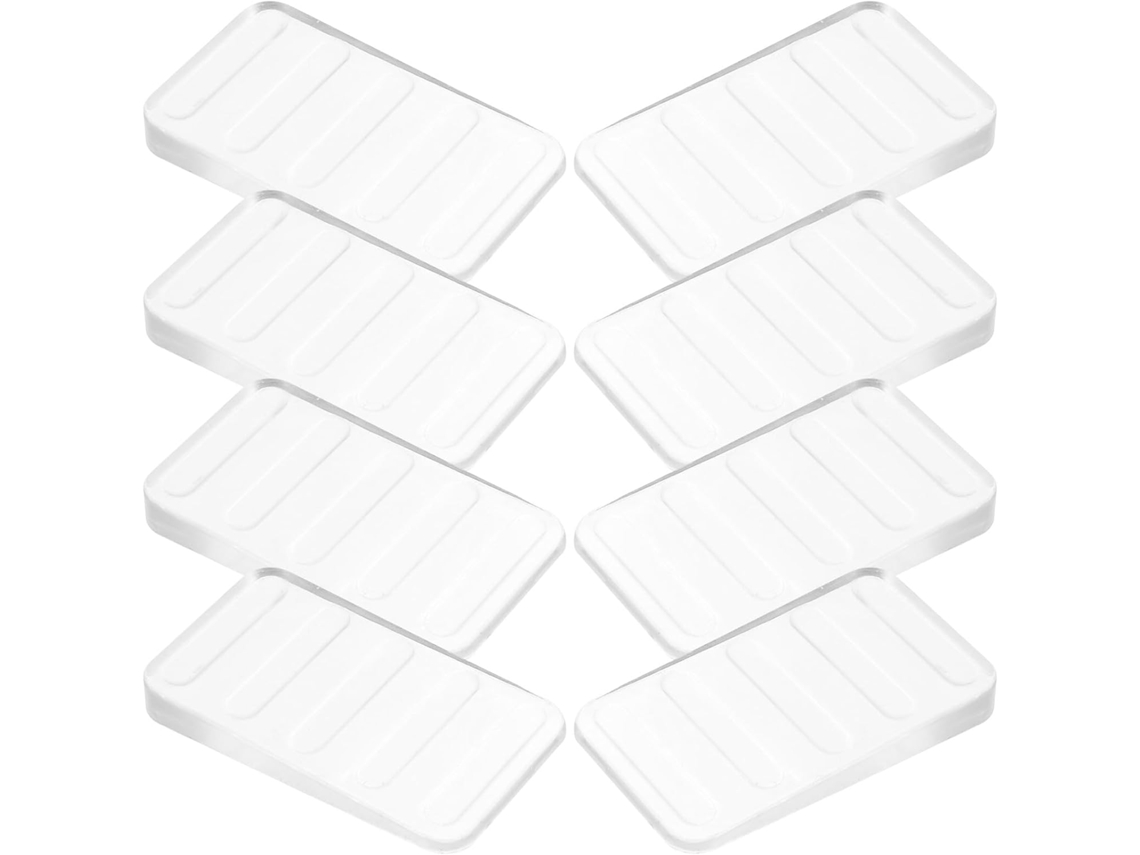 Conjunto De 8 Cunhas Transparentes Pvc Para Móveis, Com Design Canelado E Nivelamento Ajustável, Para Mesas E Portas