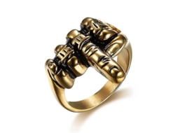 Anel De Moda Rock Para Homem Com Design Geométrico No Dedo Médio Material Metal Liga De Zinco 9 D244-oro