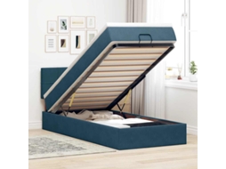 Vidaxl Estrutura De Cama Otomana Com Colchão Azul Escuro Veludo