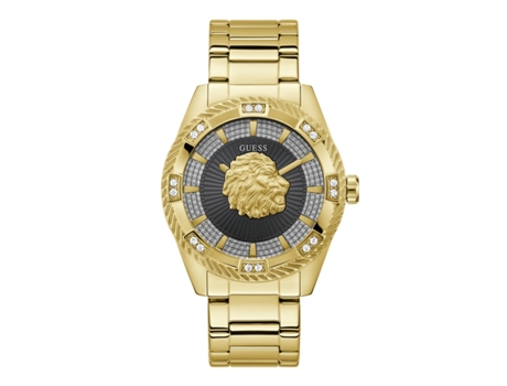 Relógio Homem Beast 44,00 Mm Bracelete De Aço Reciclado Cor Da Bracelete Dourado À Prova De Água 5 Bar Guess