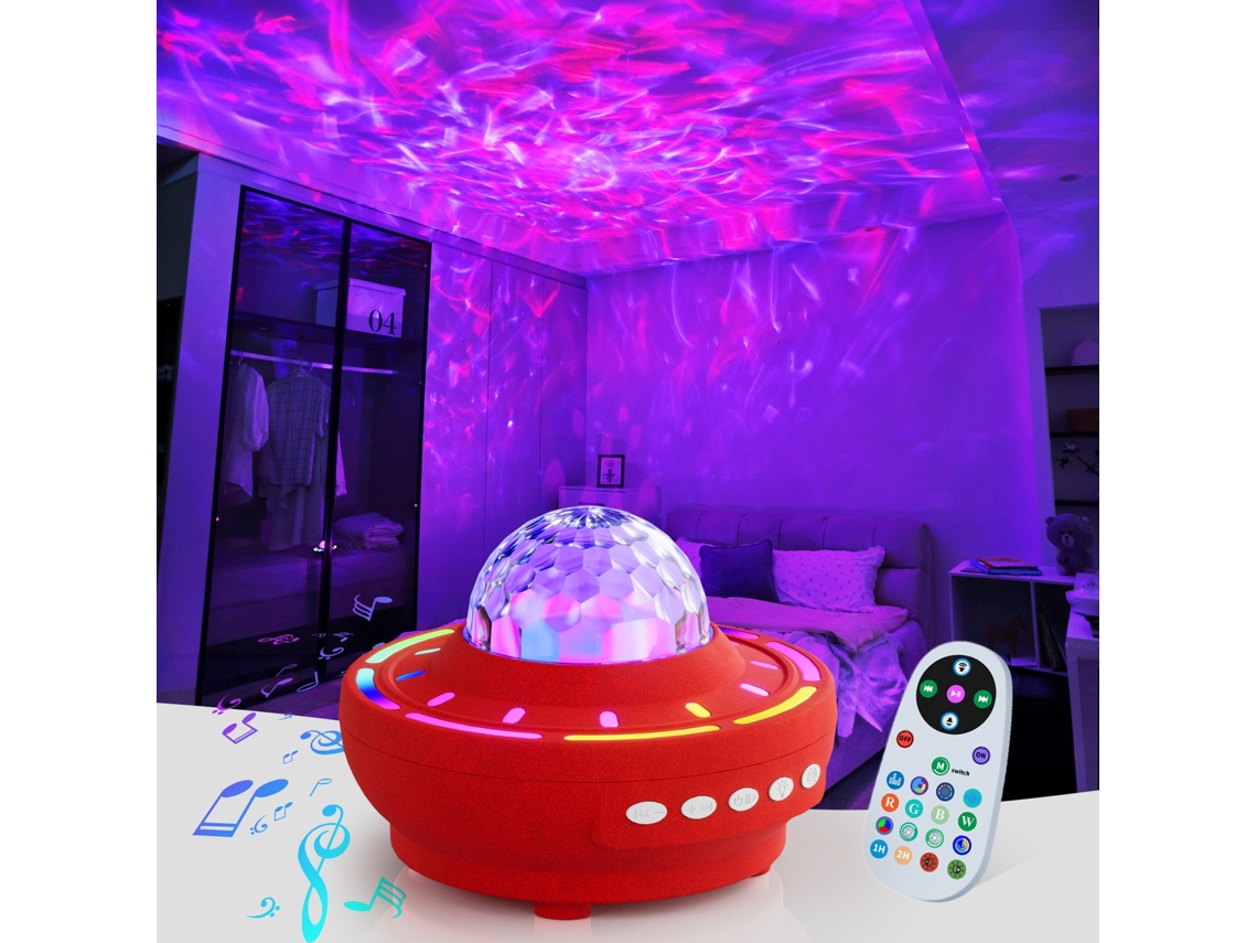 Projetor Galaxy Light, 4 Modos De Iluminação Com Coluna Bluetooth E Controlo Remoto (vermelho) Elysve