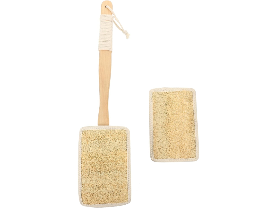 Escova De Banho Bucha Vegetal Natural Com Cabo Longo, Escova Esfoliante Macia Para Costas E Corpo, Escova Ergonômica