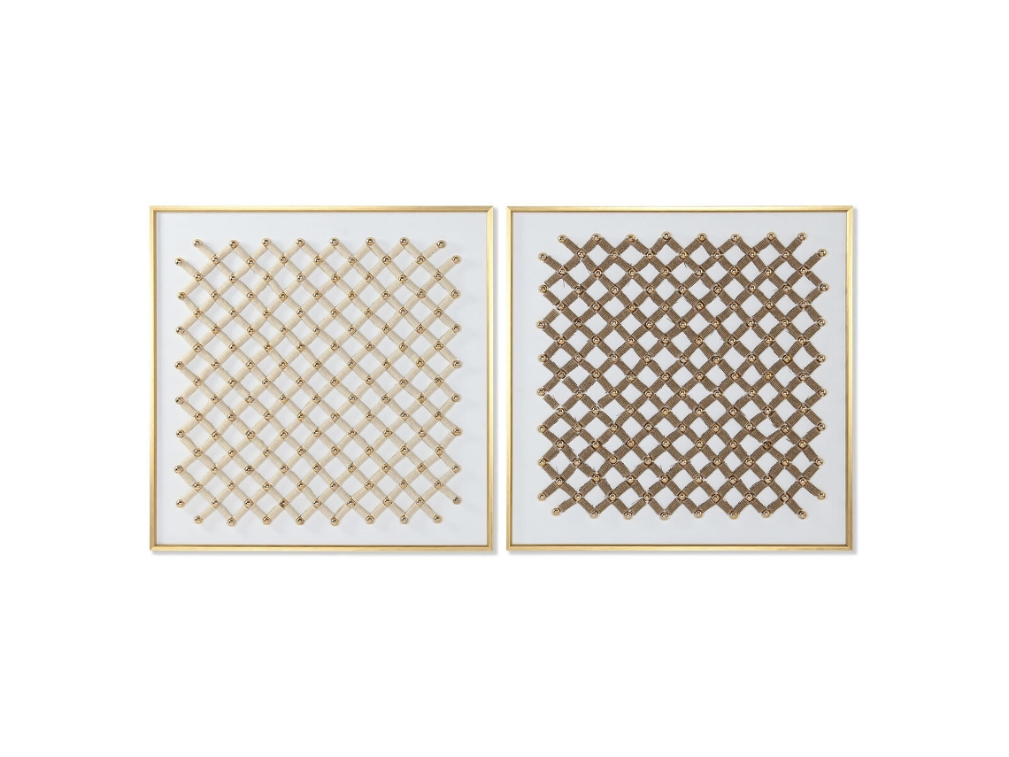 Home Esprit Branco Dourado Natural Pintura Abstrata Moderna 100 X 3,5 X 100 Cm (2 Unidades)