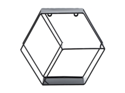 Baok - Prateleira hexagonal simples em ferro forjado para quarto, sala de estar, escritório, decoração de parede preta