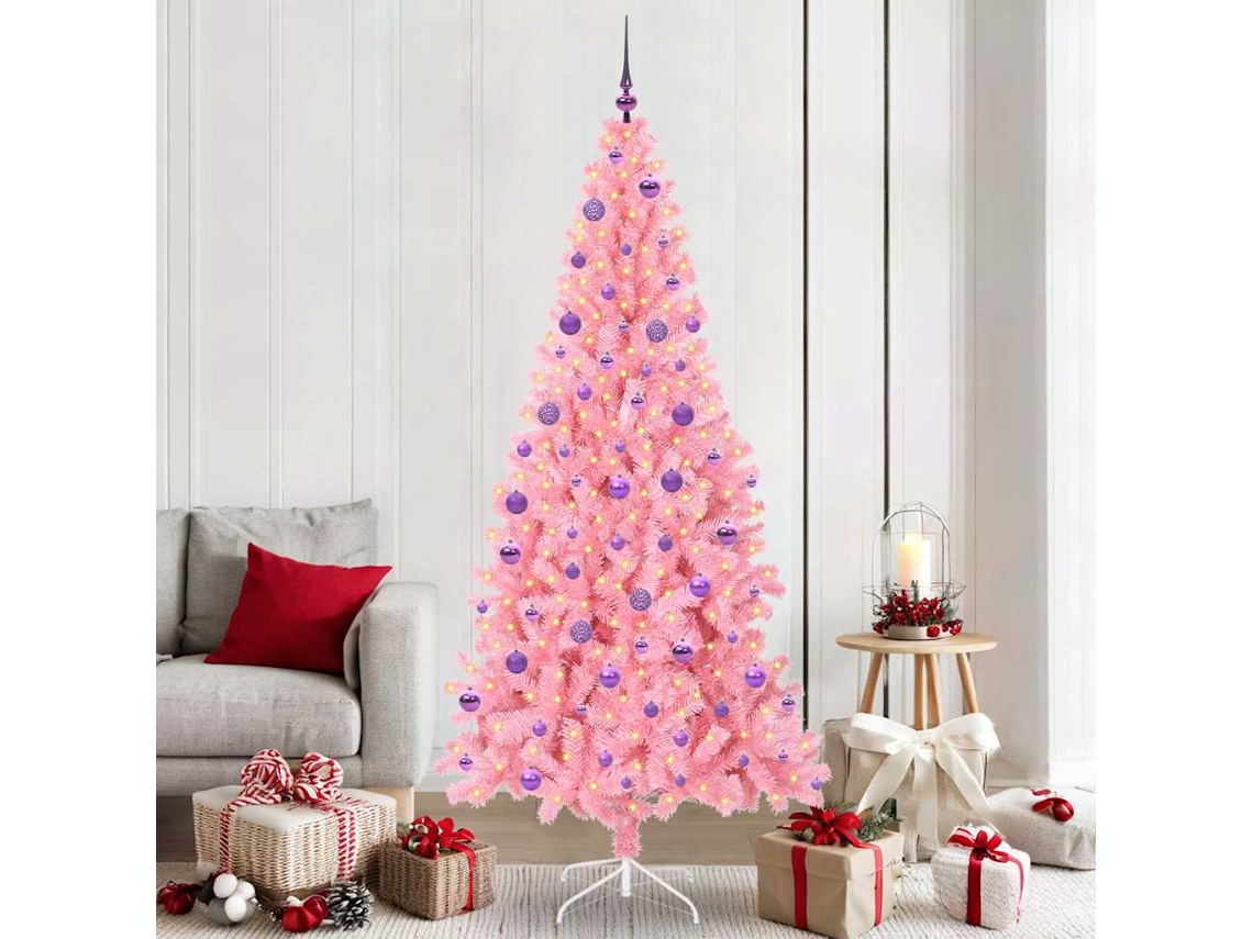 Vidaxl Árvore De Natal Rosa 210 Cm Pvc