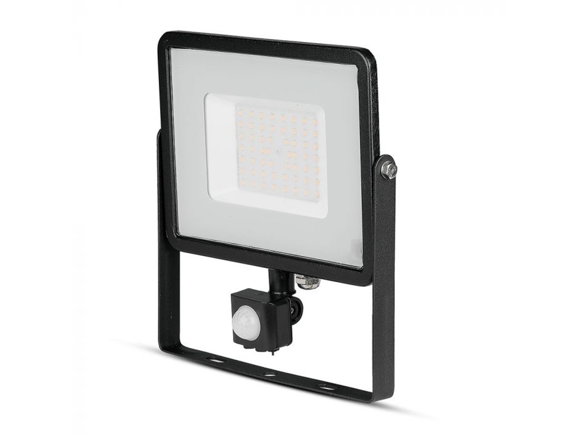 Projetor Led Chip Samsung C/sensor 50w 6400k Corpo Preto V Tac