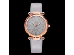 Relógio de Pulso Feminino de Quartzo Cinto Pu Caso Ouro Rosa Estilo Simples Branco