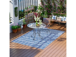 Tapete de Exterior Polipropileno Cor Azul e Branco 182x274 cm Outsunny