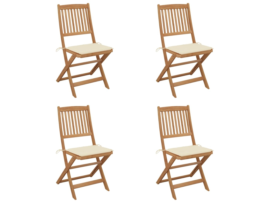 Folding Chair, Folding Chairs Vidaxl Creme Madeira De Acácia (n/a)