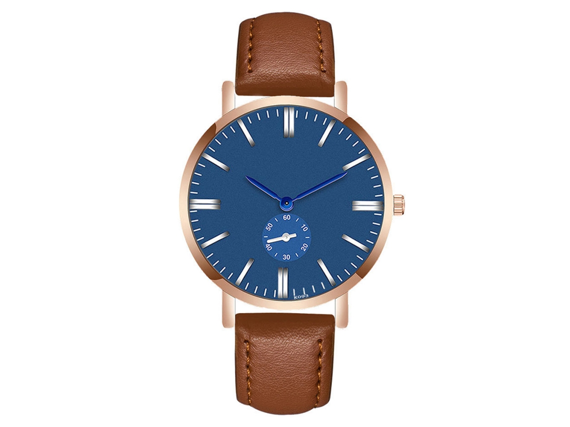 Relógio de Pulso Masculino de Moda com Pulseira Pu e Movimento de Quartzo (café)