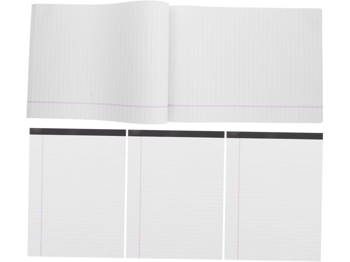 4 Peças Bloco De Notas Grandes Em Linhas De Papel Branco Lignés Calepin Destacável Para Prêmio De Cahier