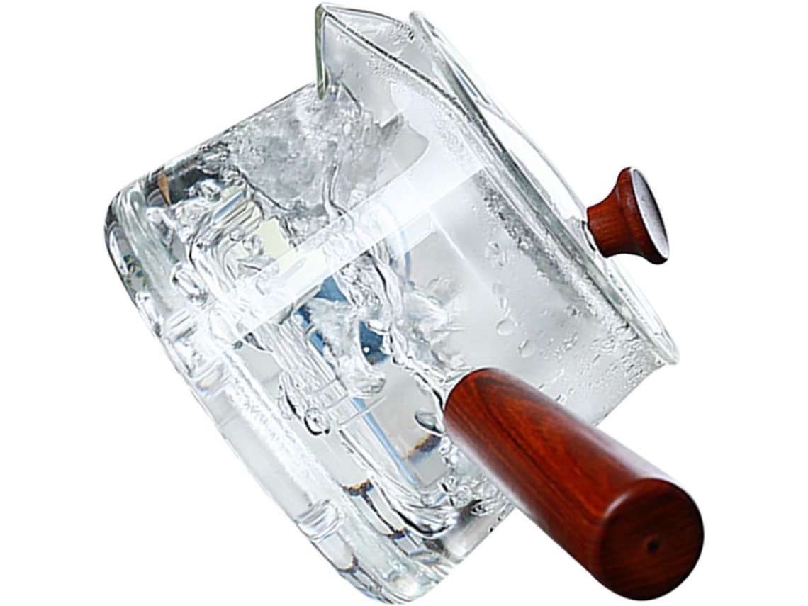 Bule De Vidro Transparente Com Infusor E Cabo De Madeira Resistente Ao