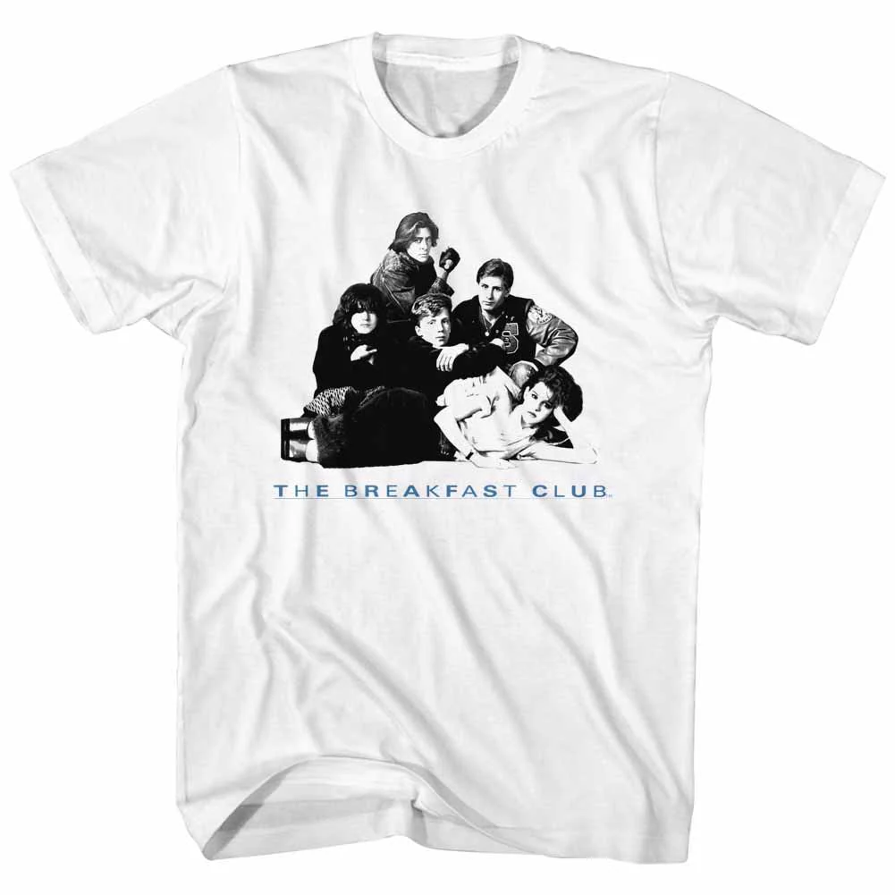 Unisex Adult T-shirt Rockinstone Breakfast Club Movie Group White Sizem