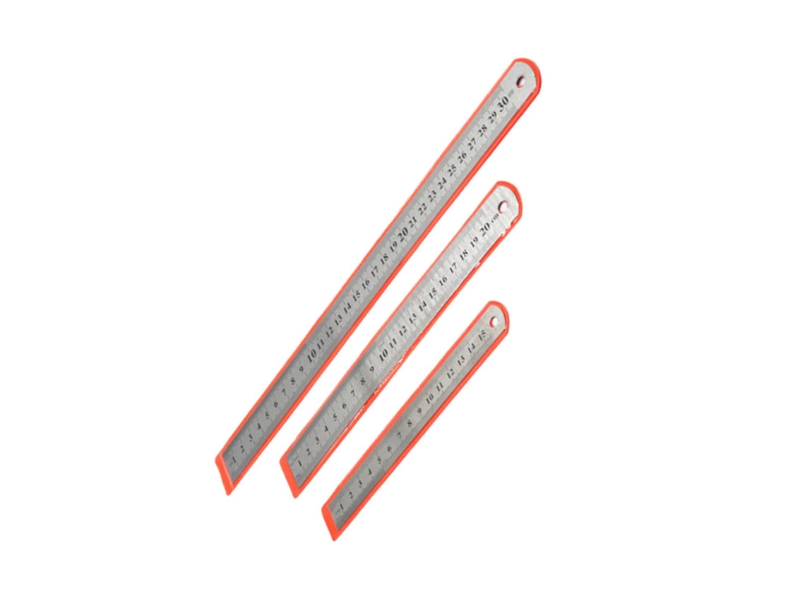 Conjunto de 3 réguas Vicasky em aço inoxidável com escala dupla britânica, material escolar para educação e medicação.