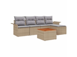 Maison Exclusive - Conjunto De Sofá De Jardim 6 Pcs Bege E Cinza Claro Vime Pe