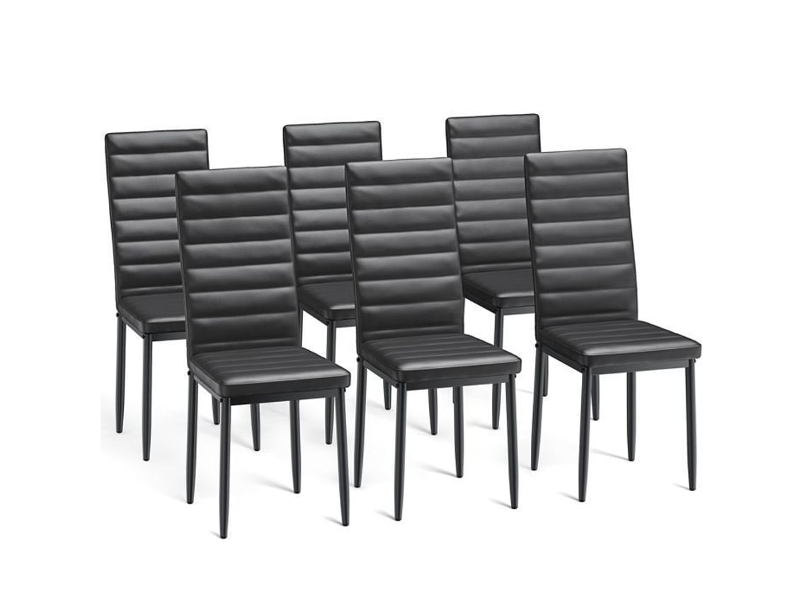 Cadeiras de Sala de Jantar Escandinavas Pu Preto Conjunto de 6 BEALIFE