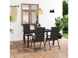 Vidaxl 5 Pcs Conjunto De Jantar Para Jardim Preto