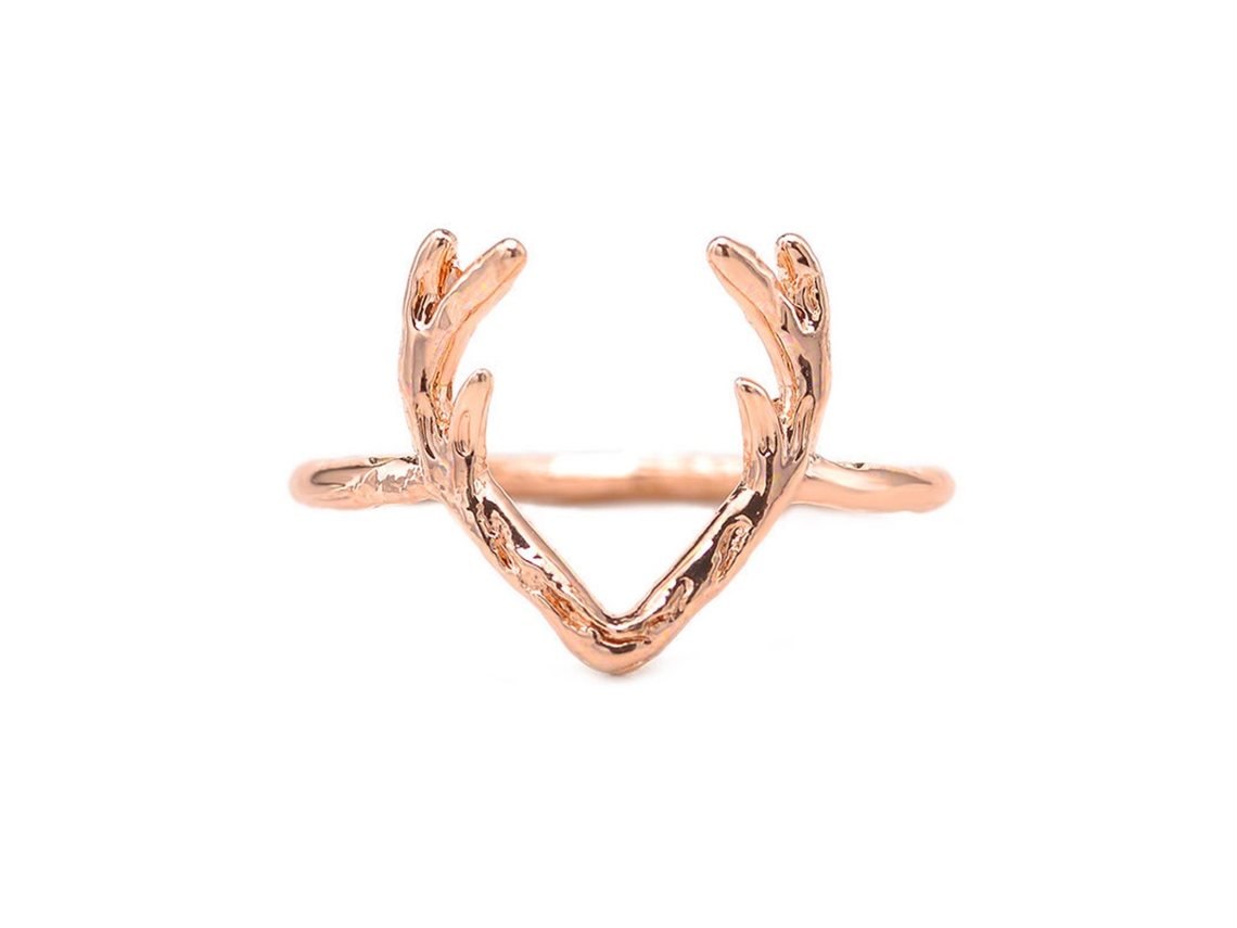 Anel Laxiscreed De Liga Com Estilo De Alce, Joia Feminina Fashion Em Ouro Tamanho 8