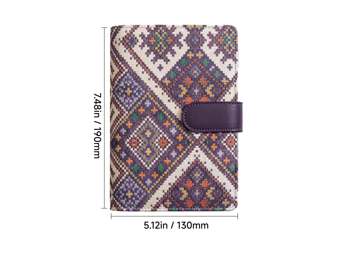 Vintage Ethnic Jacquard Fabric Refillable Notebook, Purple Fabric Cover Only