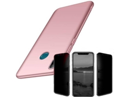 Kit Capa e Película 5D Anti-Spy Huawei P Smart 2019 SlimShield Rosa