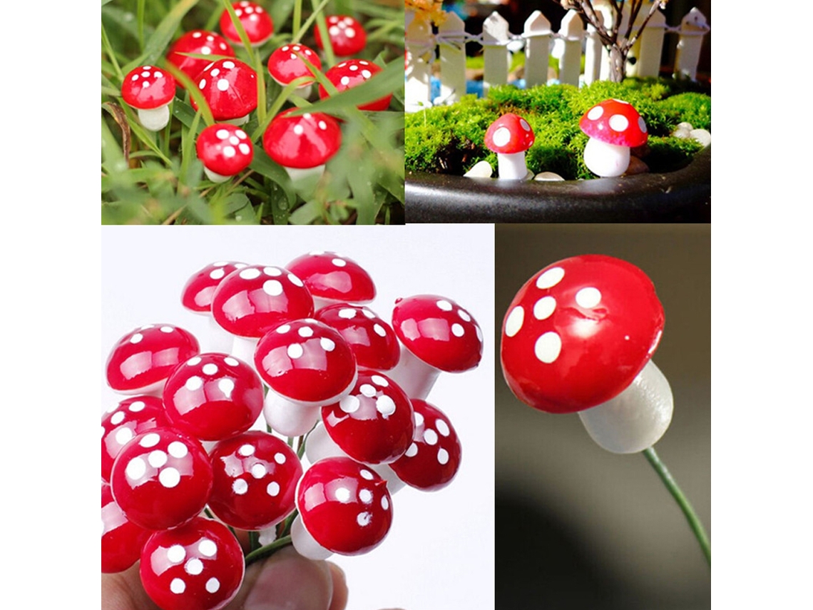 Decoração Cogumelo Artificial Mini Jardim Artesanal 50 Peças