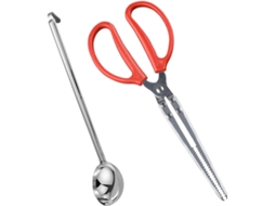 Pinça Para Chaminé Cabo De Aço Inoxidável Pá Longa Carvão Limpeza Chaminés Ideal Cozinhar, Fazer Churrasco, Uso Interno