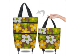 Carrinho De Compras Dobrável E Portátil Com Rodas, Bolsa Removível E Alças De Mão, Compatível Com Carrinho De Compras E Outros Veículos Utilitários.